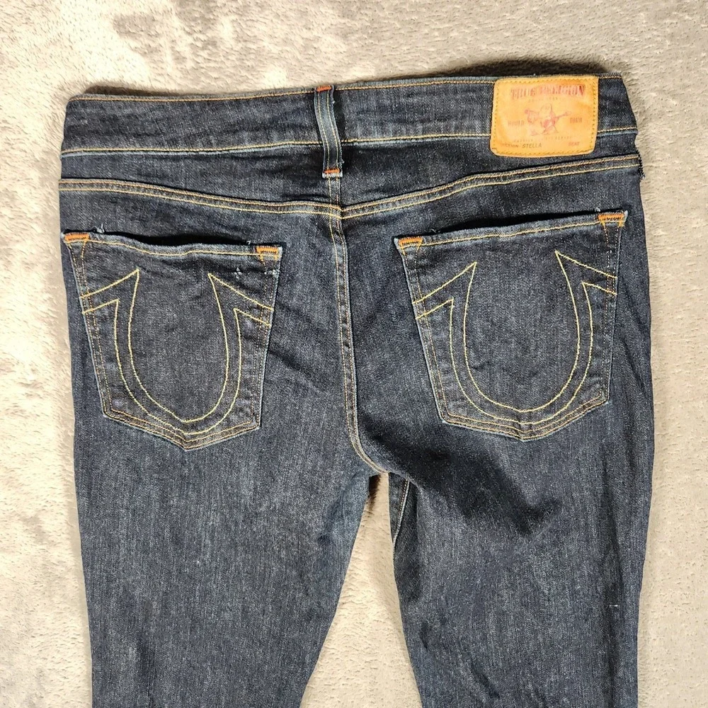 True Religion Brand Jeans Mens 29 Dark Blue Excellent Slim Straight Made in USA